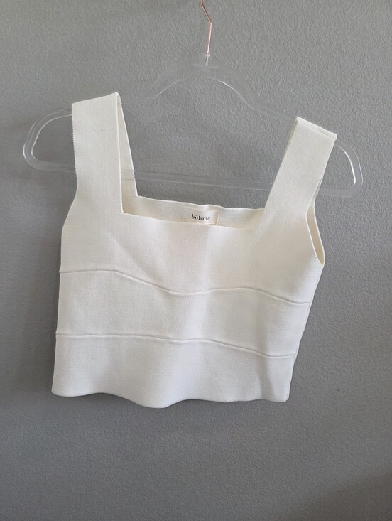 bohme Tops - NWT bohme Cream Structured Square-Neck Crop Top